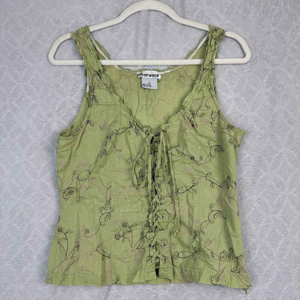 Vtg Byer Corset Cami Top XL Y2K Fairycore Renaissance Cottage Coquette Babydoll